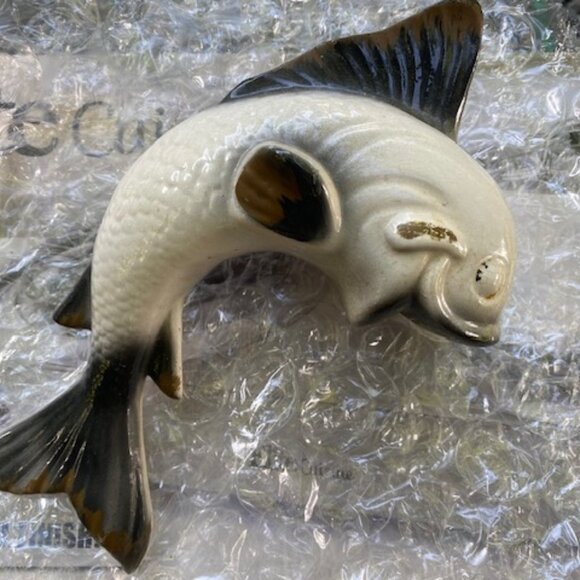 Vintage 60's Ceramic Koi Fish Plant Container Wall Mount - Picture 1 of 4